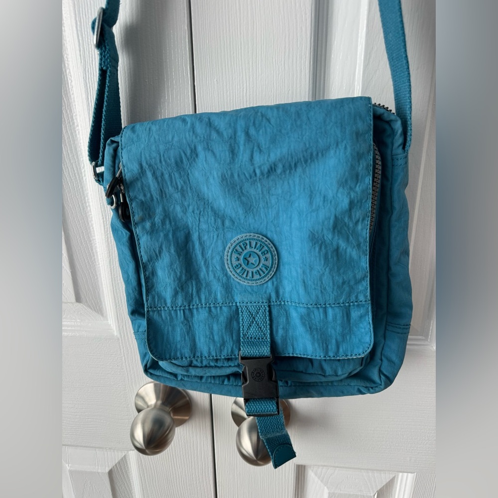 Kipling Teal Blue Green Crossbody Messenger Bag Lightweight Nylon Travel Purse - Picture 4 of 8